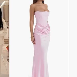 House of cb Persephone corset draped gown dress pink
